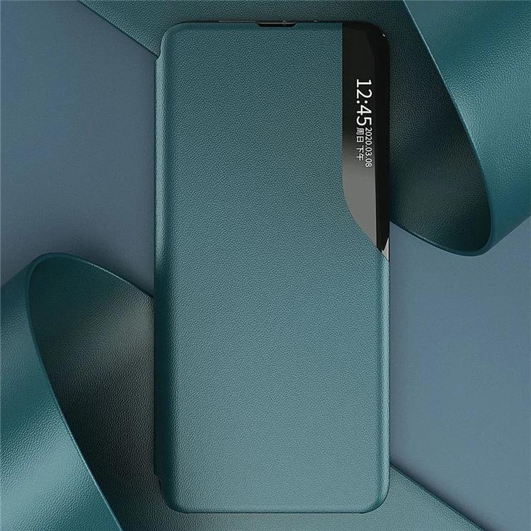 Capa de Proteção View Window Flip de Couro para Telefone com Suporte para Xiaomi Mi 11 Pro - Verde