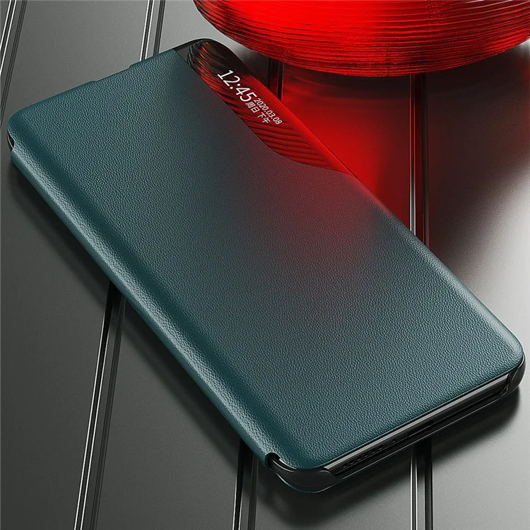Capa de Proteção View Window Flip de Couro para Telefone com Suporte para Xiaomi Mi 11 Pro - Verde