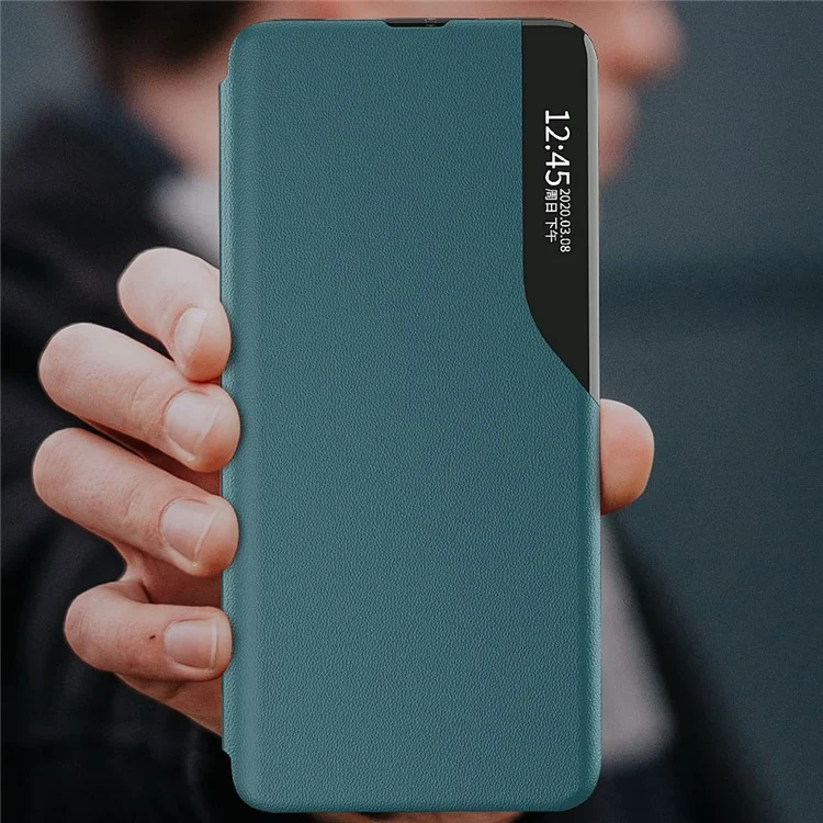 Capa de Proteção View Window Flip de Couro para Telefone com Suporte para Xiaomi Mi 11 Pro - Verde