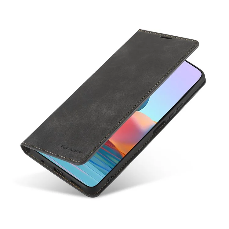 FORWENW Fantasy Series Silky Touch Leather Wallet Case for Xiaomi Redmi Note 10 Pro / Redmi Note 10 Pro Max - Black