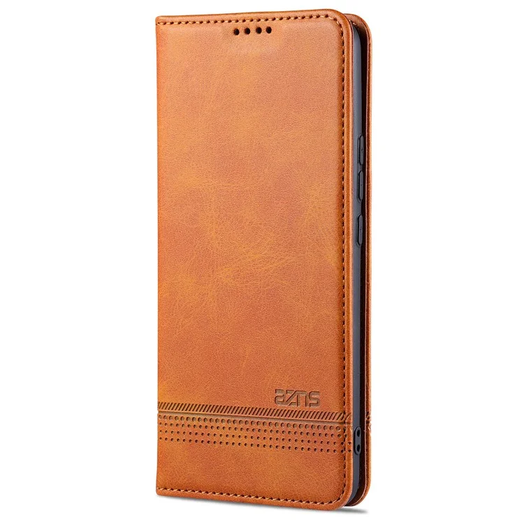 AZNS Auto-absorvido de Couro Magnético Cague Stand Phone Chela Para Xiaomi Mi 11 Pro - Castanho