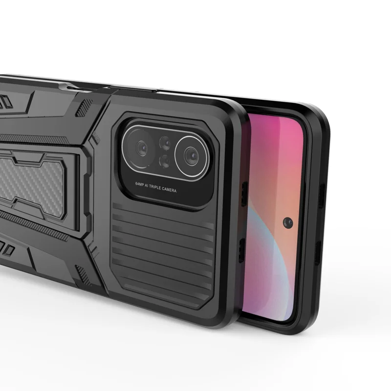 PC + TPU Hybrid Cover Schutzhülle Mit Kickstand -design Für Xiaomi Redmi K40/K40 Pro/K40 Pro +/mi 11i/Poco F3 - Schwarz