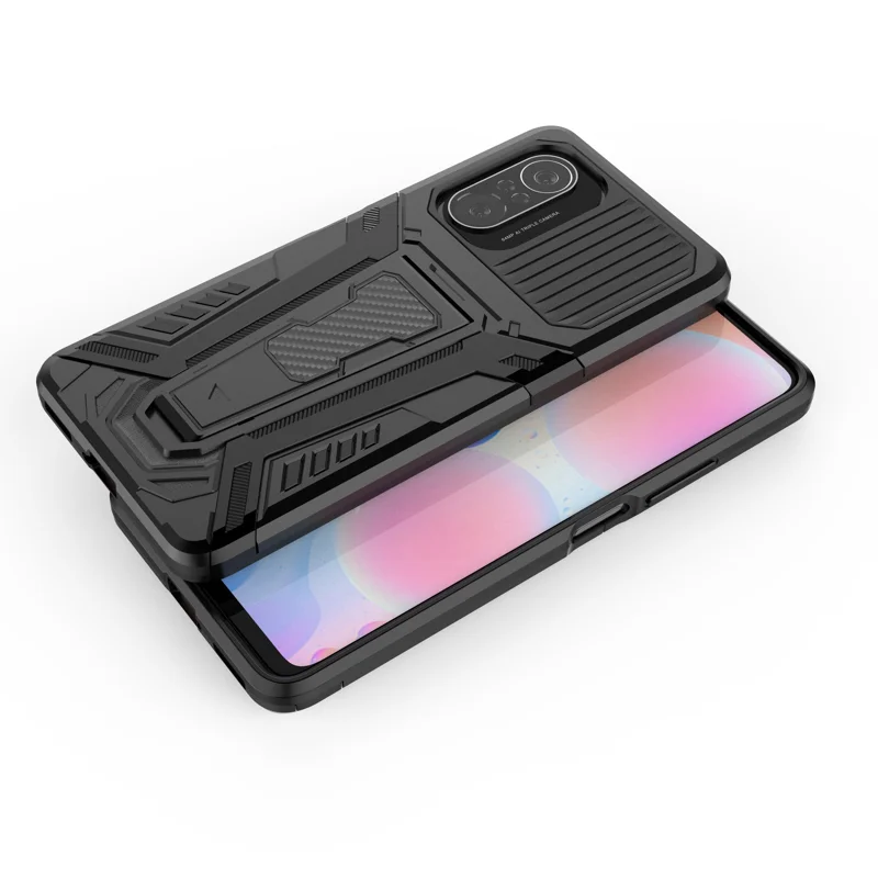 PC + TPU Hybrid Cover Schutzhülle Mit Kickstand -design Für Xiaomi Redmi K40/K40 Pro/K40 Pro +/mi 11i/Poco F3 - Schwarz