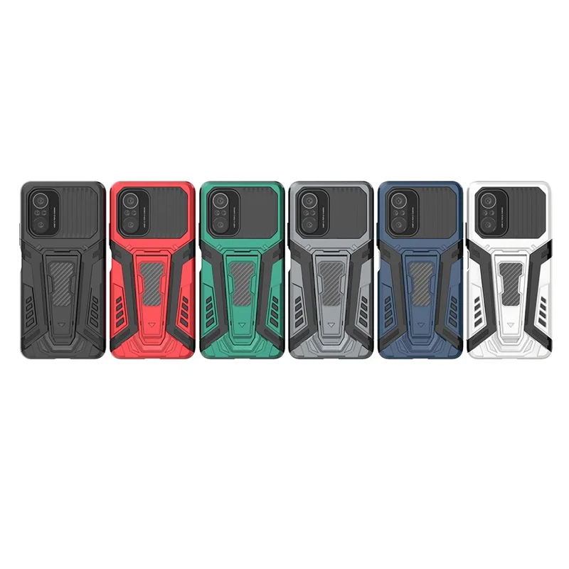 PC + TPU Cubierta Híbrida Caso Posterior Con Diseño de Estandas de Kickstand Para Xiaomi Redmi K40/K40 Pro/K40 Pro +/mi 11i/Poco F3 - Negro