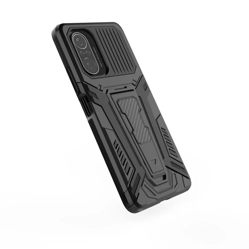 PC + TPU Hybrid Cover Schutzhülle Mit Kickstand -design Für Xiaomi Redmi K40/K40 Pro/K40 Pro +/mi 11i/Poco F3 - Schwarz