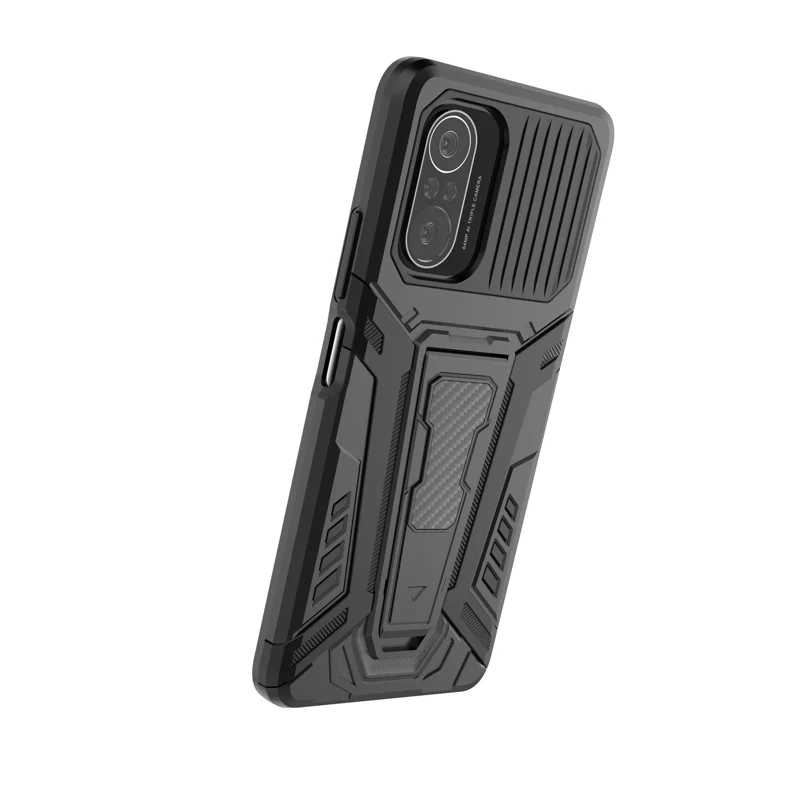 PC + TPU Cubierta Híbrida Caso Posterior Con Diseño de Estandas de Kickstand Para Xiaomi Redmi K40/K40 Pro/K40 Pro +/mi 11i/Poco F3 - Negro