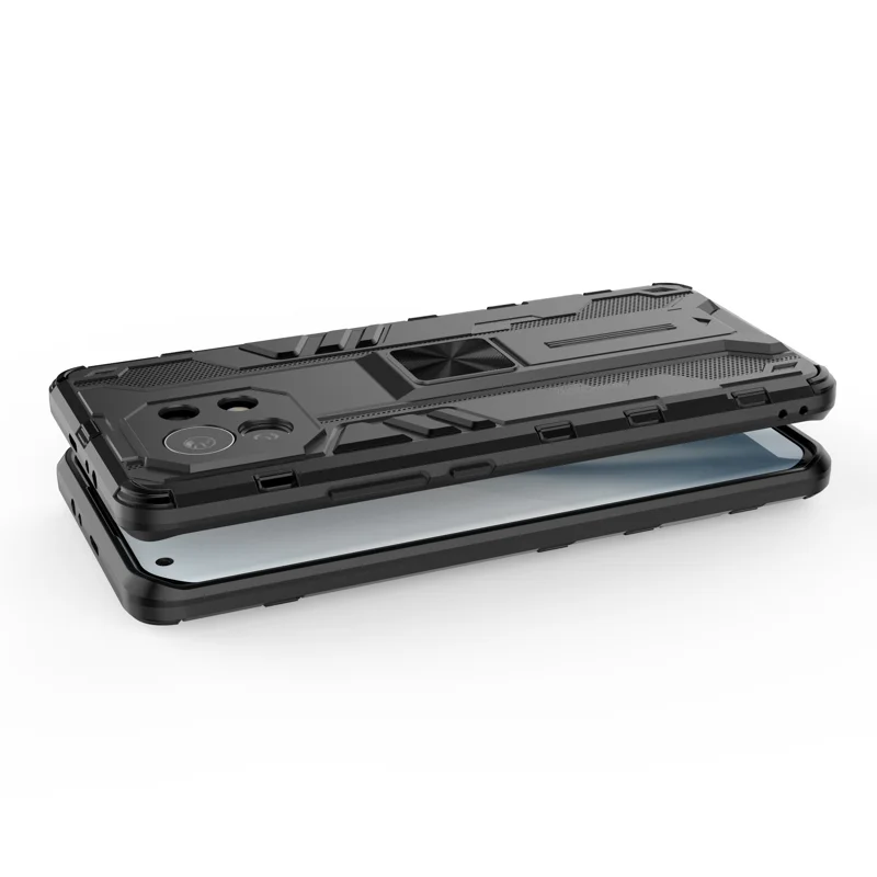 PC + TPU Combo Shockproof Phone Case Protector with Kickstand Design for Xiaomi Mi 11 - Black