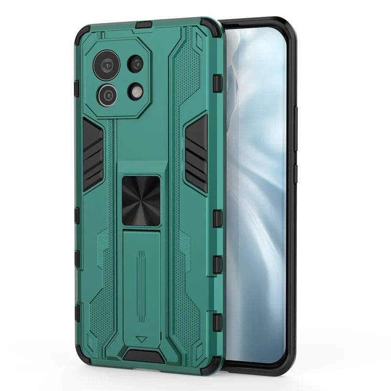 PC + TPU Combo Shockproof Phone Case Protector with Kickstand Design for Xiaomi Mi 11 - Green