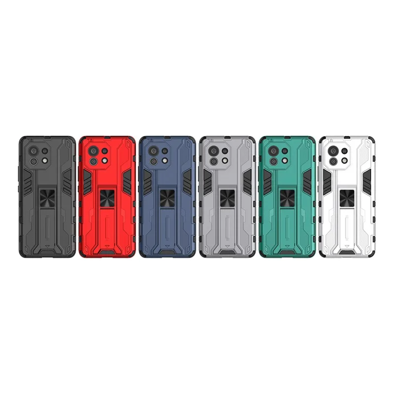 PC + TPU Combo Shockproof Phone Case Protector with Kickstand Design for Xiaomi Mi 11 - Green