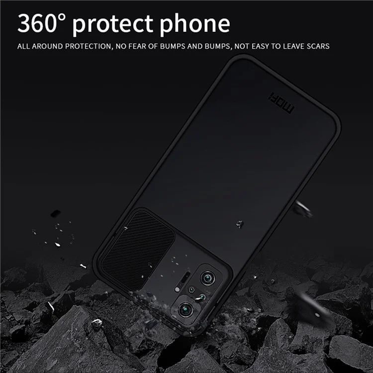 MOFI XINDUN Series Slide Lens Design Hybrid Protective Cover Shock-Absorbed Phone Case for Xiaomi Redmi Note 10 Pro - Blue