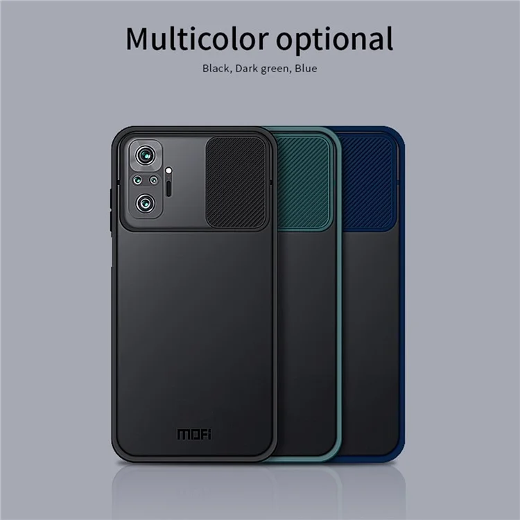 MOFI XINDUN Series Slide Lens Design Hybrid Protective Cover Shock-Absorbed Phone Case for Xiaomi Redmi Note 10 Pro - Blue