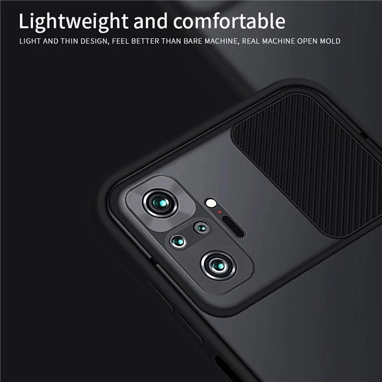 MOFI XINDUN Series Slide Lens Design Hybrid Protective Cover Shock-Absorbed Phone Case for Xiaomi Redmi Note 10 Pro - Blue