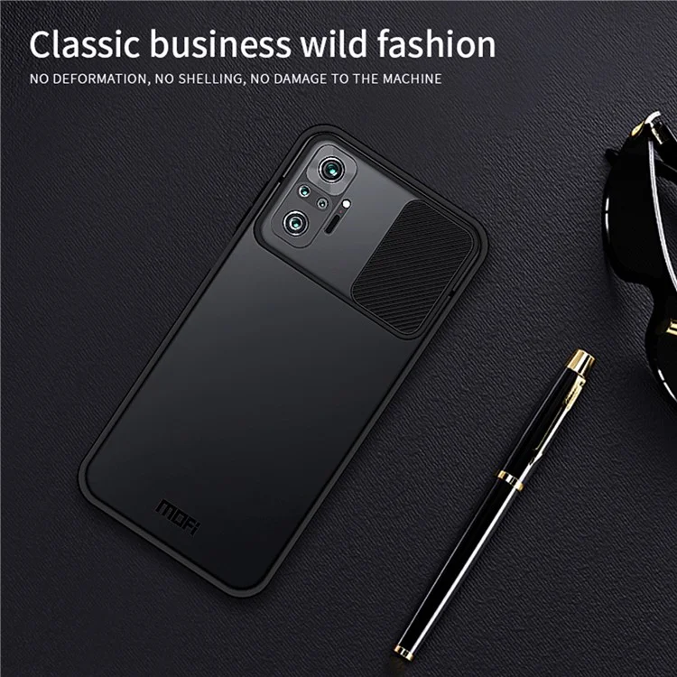 MOFI XINDUN Series Slide Lens Design Hybrid Protective Cover Shock-Absorbed Phone Case for Xiaomi Redmi Note 10 Pro - Blue