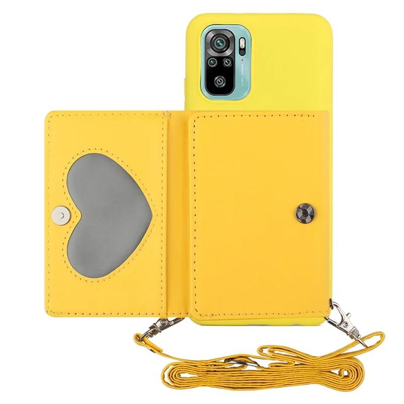PU Leather + TPU Case with Card Slots Kickstand for Xiaomi Redmi Note 10 4GG / Note 10S / Poco M5s 4G - Yellow
