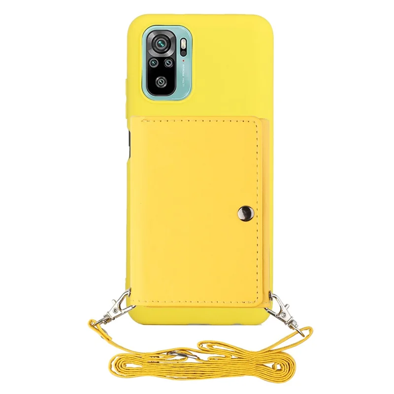 PU Leather + TPU Case with Card Slots Kickstand for Xiaomi Redmi Note 10 4GG / Note 10S / Poco M5s 4G - Yellow