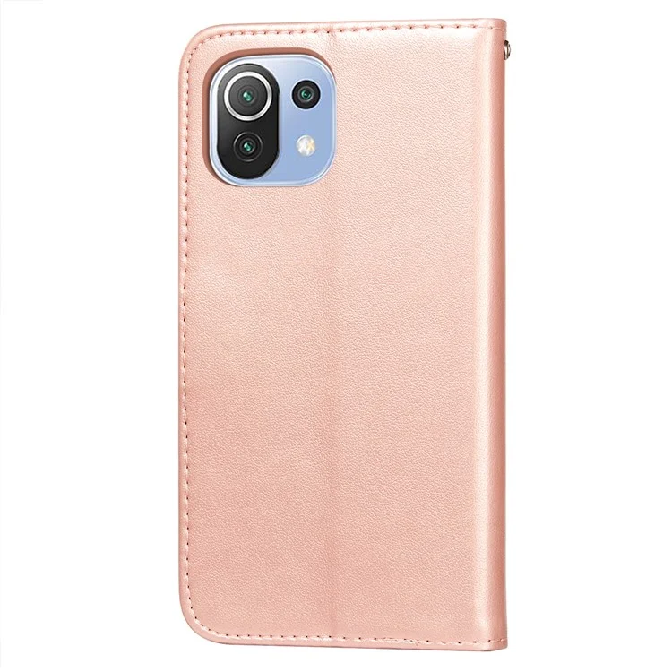 Coperchio di Supporto in Pelle Del Portafoglio Per Xiaomi Mi 11 Lite 4G / 5G / 11 Lite 5G NE - Oro Rosa