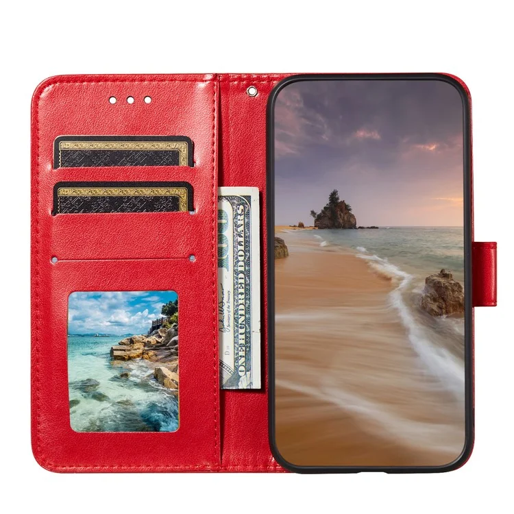 Dual-sided Magnetic Clasp Leather Wallet Stand Phone Case Shell for Xiaomi Redmi Note 10 5G/Poco M3 Pro 5G/4G - Red