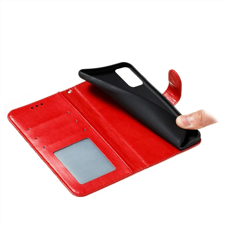 Dual-sided Magnetic Clasp Leather Wallet Stand Phone Case Shell for Xiaomi Redmi Note 10 5G/Poco M3 Pro 5G/4G - Red