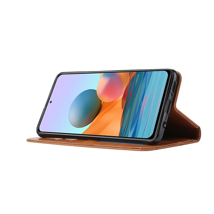 Wallet-Stand-Auto-absorbierte Lederschutz-Telefonabdeckung Für Xiaomi-Redmi-Anmerkung 10 4G / Redmi-Anmerkung 10s - Schwarz