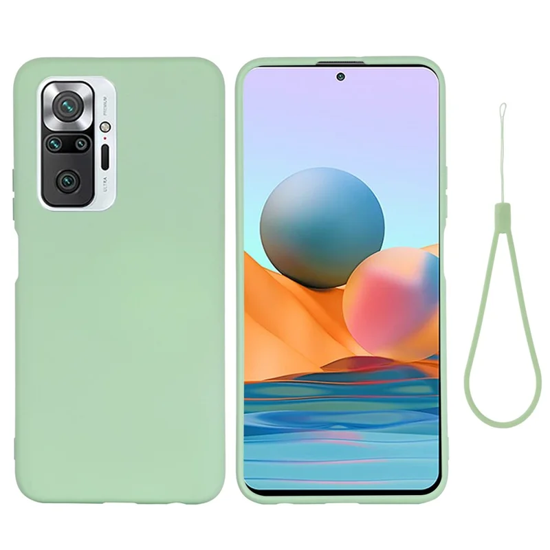 Liquid Silicone Soft Cover Case with Handy Strap for Xiaomi Redmi Note 10 Pro Max / Redmi Note 10 Pro - Green