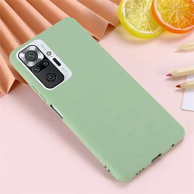 Liquid Silicone Soft Cover Case with Handy Strap for Xiaomi Redmi Note 10 Pro Max / Redmi Note 10 Pro - Green