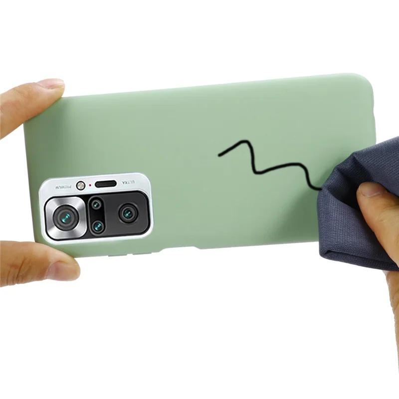 Liquid Silicone Soft Cover Case with Handy Strap for Xiaomi Redmi Note 10 Pro Max / Redmi Note 10 Pro - Green