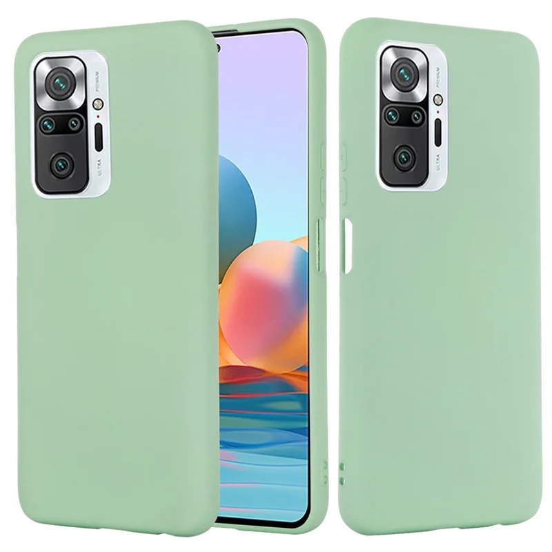 Liquid Silicone Soft Cover Case with Handy Strap for Xiaomi Redmi Note 10 Pro Max / Redmi Note 10 Pro - Green