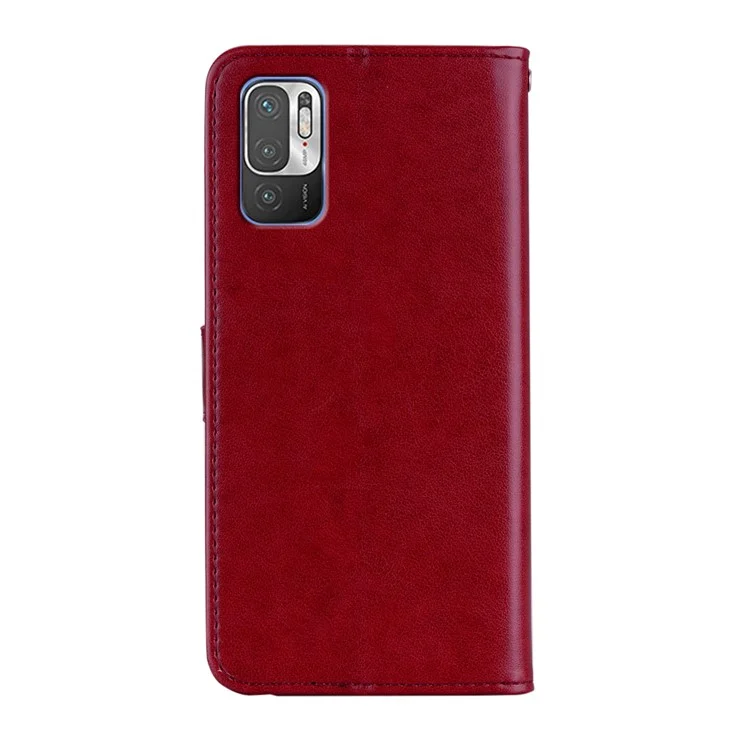 Custodia per telefono in pelle con decorazione a strass a forma di gufo per Xiaomi Redmi Note 10 5G/Poco M3 Pro 5G/4G - Rosso