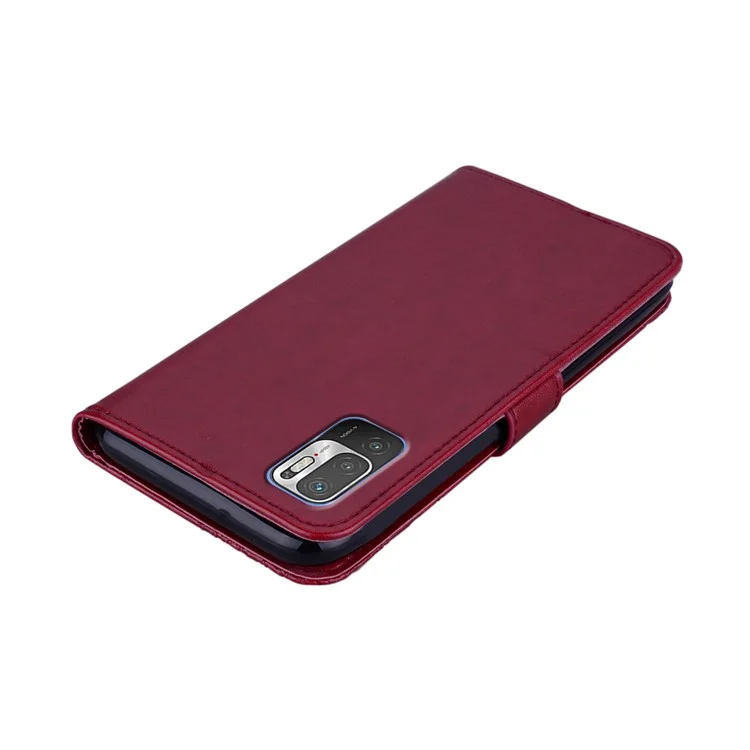 Custodia per telefono in pelle con decorazione a strass a forma di gufo per Xiaomi Redmi Note 10 5G/Poco M3 Pro 5G/4G - Rosso