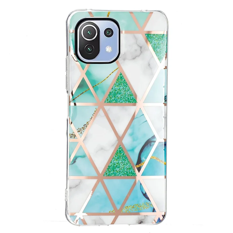 IMD Design Marble Pattern Electroplating TPU Phone Cover Case Protector for Xiaomi Mi 11 Lite 4G / 5G / 11 Lite 5G NE - Green/White