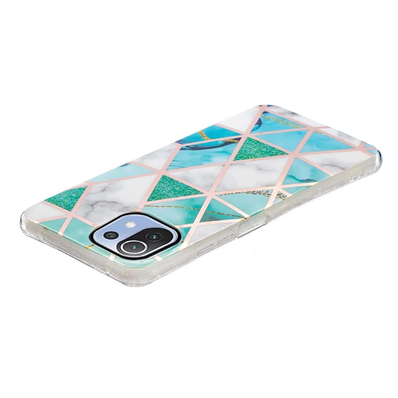 IMD Design Marble Pattern Electroplating TPU Phone Cover Case Protector for Xiaomi Mi 11 Lite 4G / 5G / 11 Lite 5G NE - Green/White