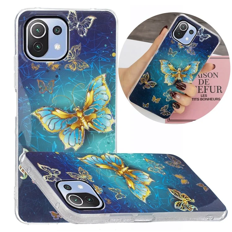 IMD Design Marble Pattern Electroplating TPU Phone Cover Case Protector for Xiaomi Mi 11 Lite 4G / 5G / 11 Lite 5G NE - Butterfly