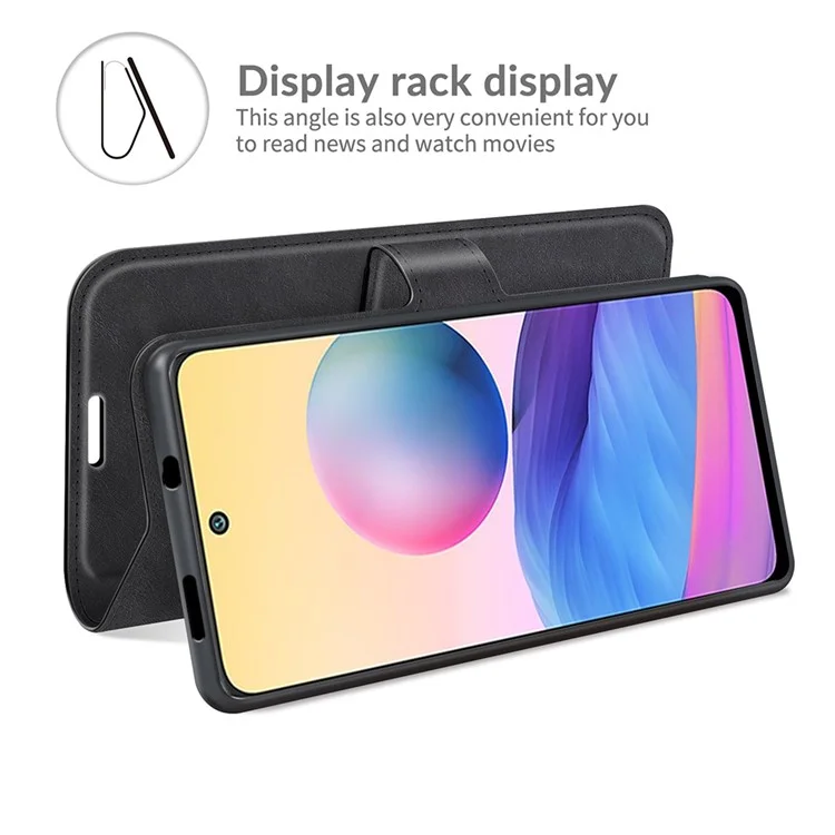 Magnetic Clasp Shockproof Phone Case Wallet Stand Flip Leather Cover for Xiaomi Redmi Note 10 5G / Poco M3 Pro 5G / 4G - Black