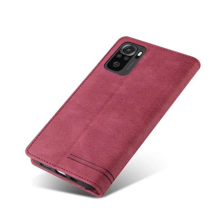 Gq. Case de Vástago de Teléfono de Cuero Absorbido de Utrobe Con Diseño de Deslizamiento Antirrobo Para Xiaomi Redmi Note 10s / Redmi Nota 10 4g - Rojo