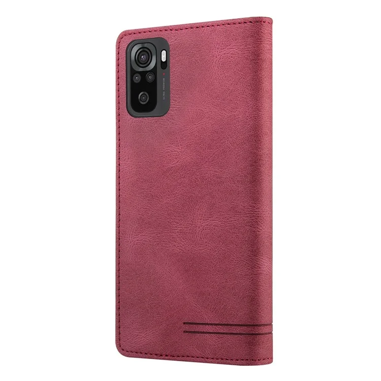 Gq. Utrobe Automatisch Absorbiert Leder Telefonschale Hülle Mit Anti-diebstahl-swiping-design Für Xiaomi Redmi Note 10s / Redmi Note 10 4g - Rot