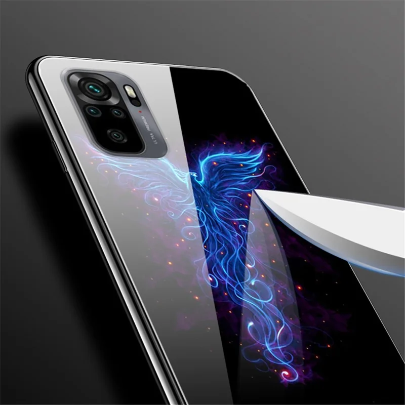 Fancy Style Printing Glass + PC + TPU Hybrid Phone Shell for Xiaomi Redmi Note 10 4G / Note 10S / Poco M5s 4G Protector Case - Stars