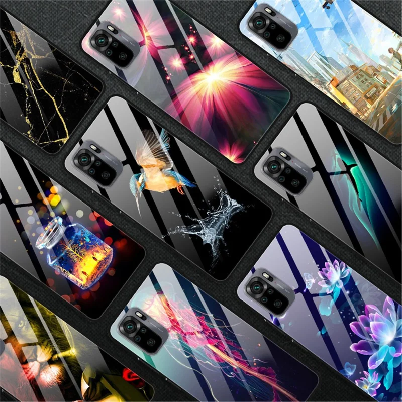 Fancy Style Printing Glass + PC + TPU Hybrid Phone Shell for Xiaomi Redmi Note 10 4G / Note 10S / Poco M5s 4G Protector Case - Stars