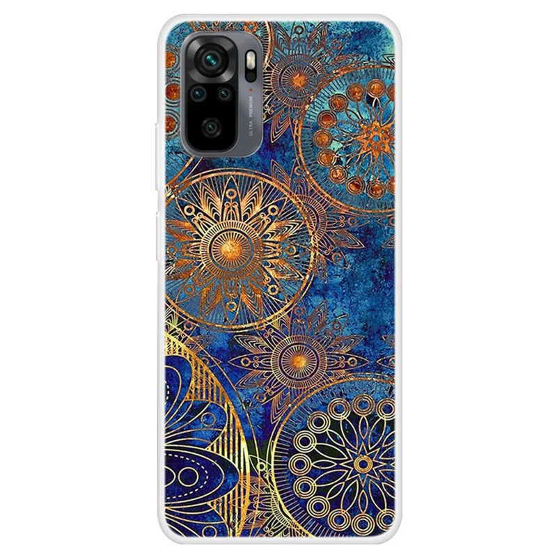 Musterdruck Flexible TPU Vollschutz-Handyhülle für Xiaomi Redmi Note 10 4G / Note 10S / Poco M5s 4G – Goldene Blume