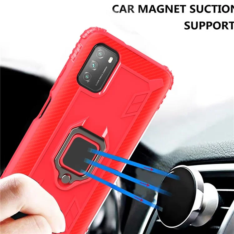 Shell de Protection TPU TPU Avec Bague de Doigt Pour Xiaomi Poco m3 / Redmi 9 Power / Redmi Note 9 4G (Qualcomm Snapdragon 662) / Redmi 9T - Rouge