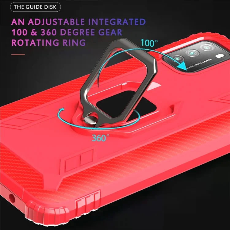 Shell de Protection TPU TPU Avec Bague de Doigt Pour Xiaomi Poco m3 / Redmi 9 Power / Redmi Note 9 4G (Qualcomm Snapdragon 662) / Redmi 9T - Rouge