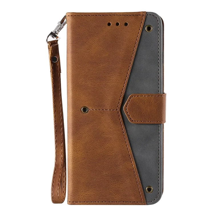 Capa Protetora de Couro PU de Toque de Pele, Costura e Emenda para Xiaomi Mi 11 Pro - Marrom