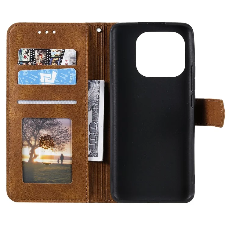 Capa Protetora de Couro PU de Toque de Pele, Costura e Emenda para Xiaomi Mi 11 Pro - Marrom