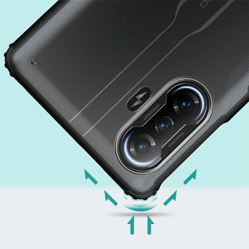 Armadura Série Acabamento Fosco Superfície Híbrida Caso de Telefone para Xiaomi Redmi K40 Gaming - Transparente