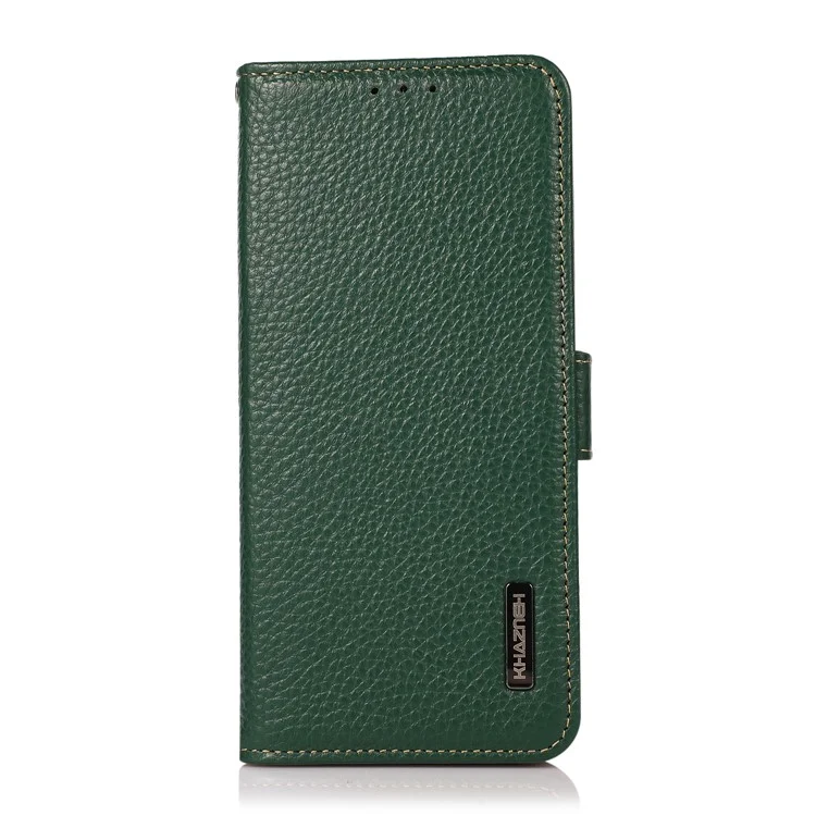 KHAZNEH Anti-theft Swiping RFID Blocking Litchi Skin Genuine Leather Stand Phone Case with Wallet Design for Xiaomi Mi 11 Lite 4G / 5G / 11 Lite 5G NE - Verde
