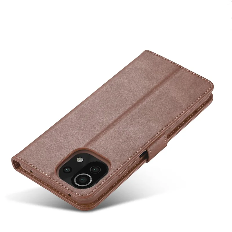 LC.IMEEKE Wallet Stand Leather Protection Shell Phone Cover Case for Xiaomi Mi 11 Lite 4G / 5G / 11 Lite 5G NE - Coffee