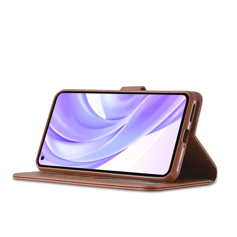 LC.IMEEKE Wallet Stand Leather Protection Shell Phone Cover Case for Xiaomi Mi 11 Lite 4G / 5G / 11 Lite 5G NE - Coffee