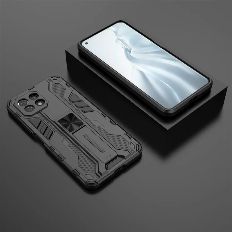 PC + TPU Hybrid Phone Case Shockproof Protective Cover with Kickstand for Xiaomi Mi 11 Lite 4G / 5G / 11 Lite 5G NE - Black