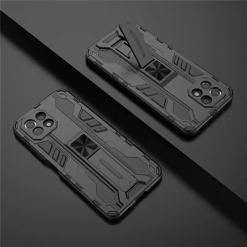 PC + TPU Hybrid Phone Case Shockproof Protective Cover with Kickstand for Xiaomi Mi 11 Lite 4G / 5G / 11 Lite 5G NE - Black