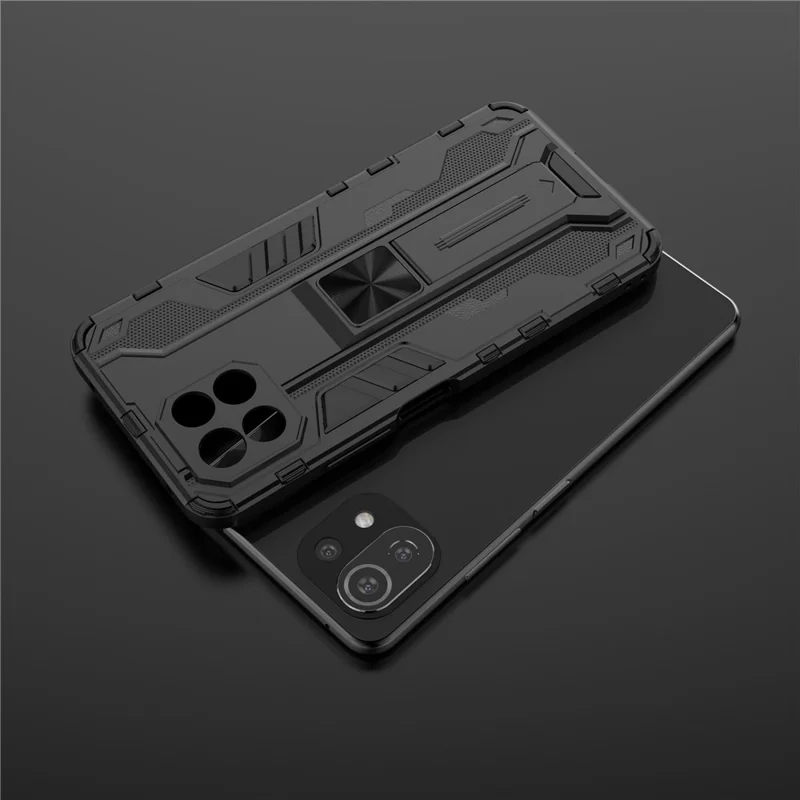PC + TPU Hybrid Phone Case Shockproof Protective Cover with Kickstand for Xiaomi Mi 11 Lite 4G / 5G / 11 Lite 5G NE - Black