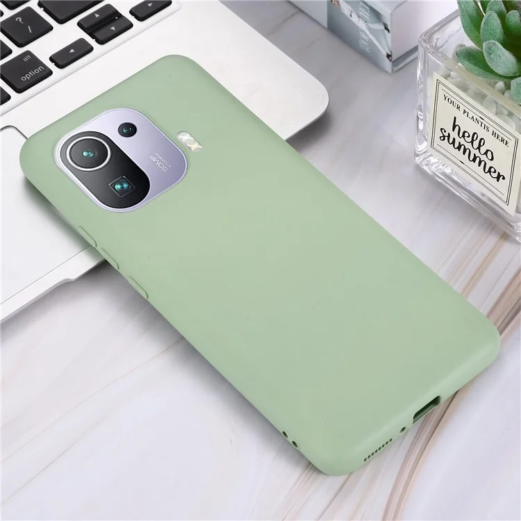 Capa de Telefone de Silicone Líquido Macio Com Alça Prática Para Xiaomi Mi 11 Pro - Verde